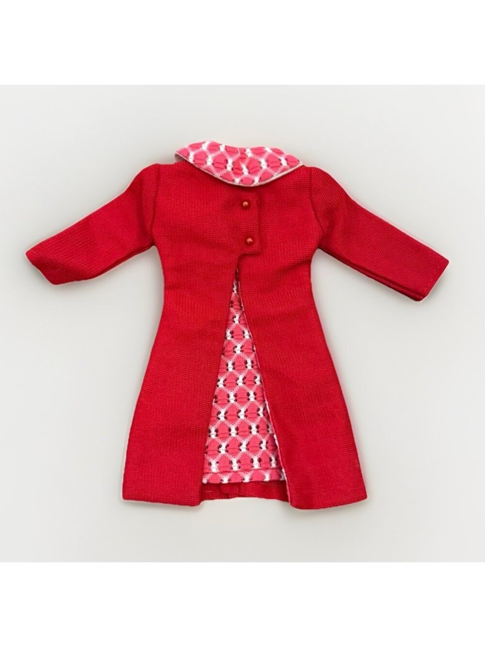 1960’s Barbie Clone Fab Lu Babs Red Coat Attached Dress Premier Togs Mod Vintage